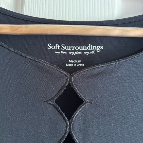 Soft Surroundings Black Dress Medium Eyelet Diamond Long Sleeve Modest Event - Picture 8 of 9